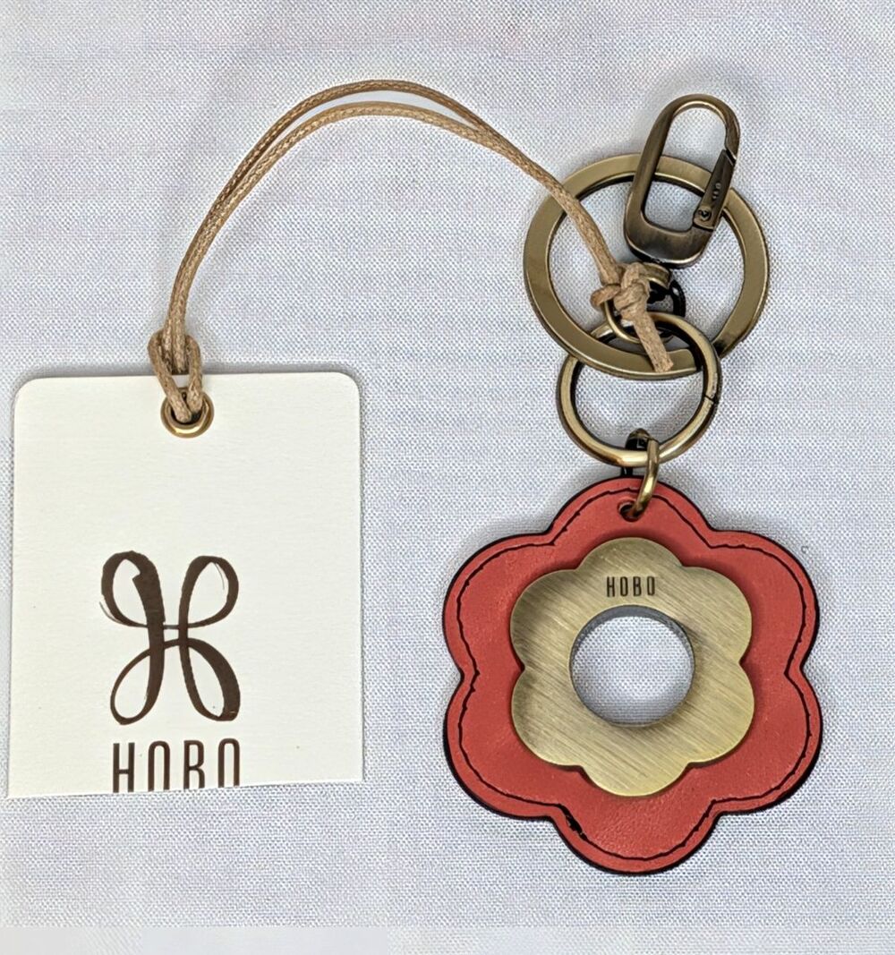 HOBO Daisy Keychain/Bag Charm - Pink Mirage Leather & Brass, NWT